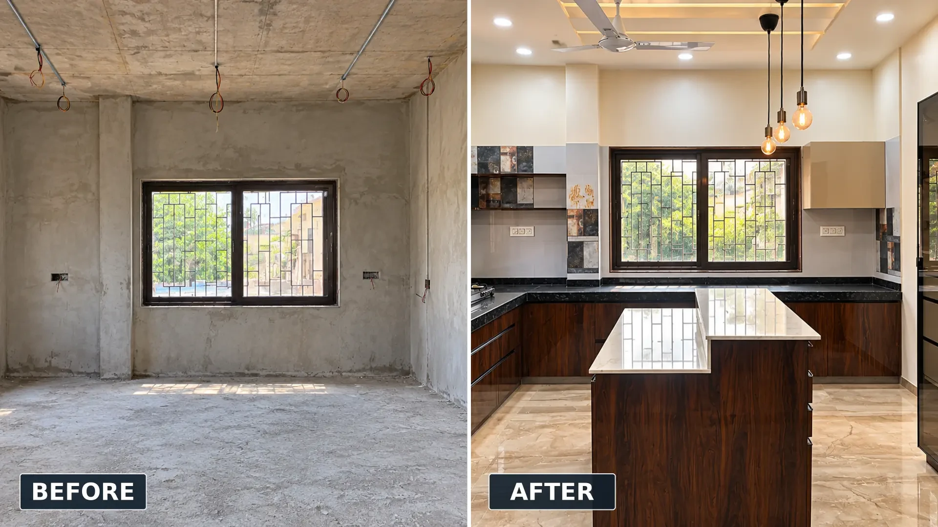 Before and after: Shell room to a bright modern kitchen